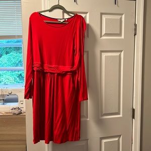 Boden 16US/20UK Red Long sleeve knit dress pockets